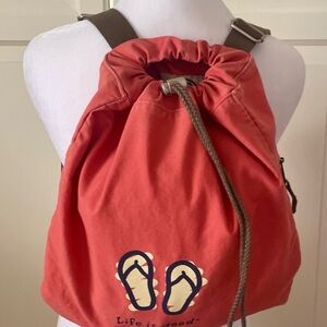 Life Is Good Dark Orange Flip Flop Backpack